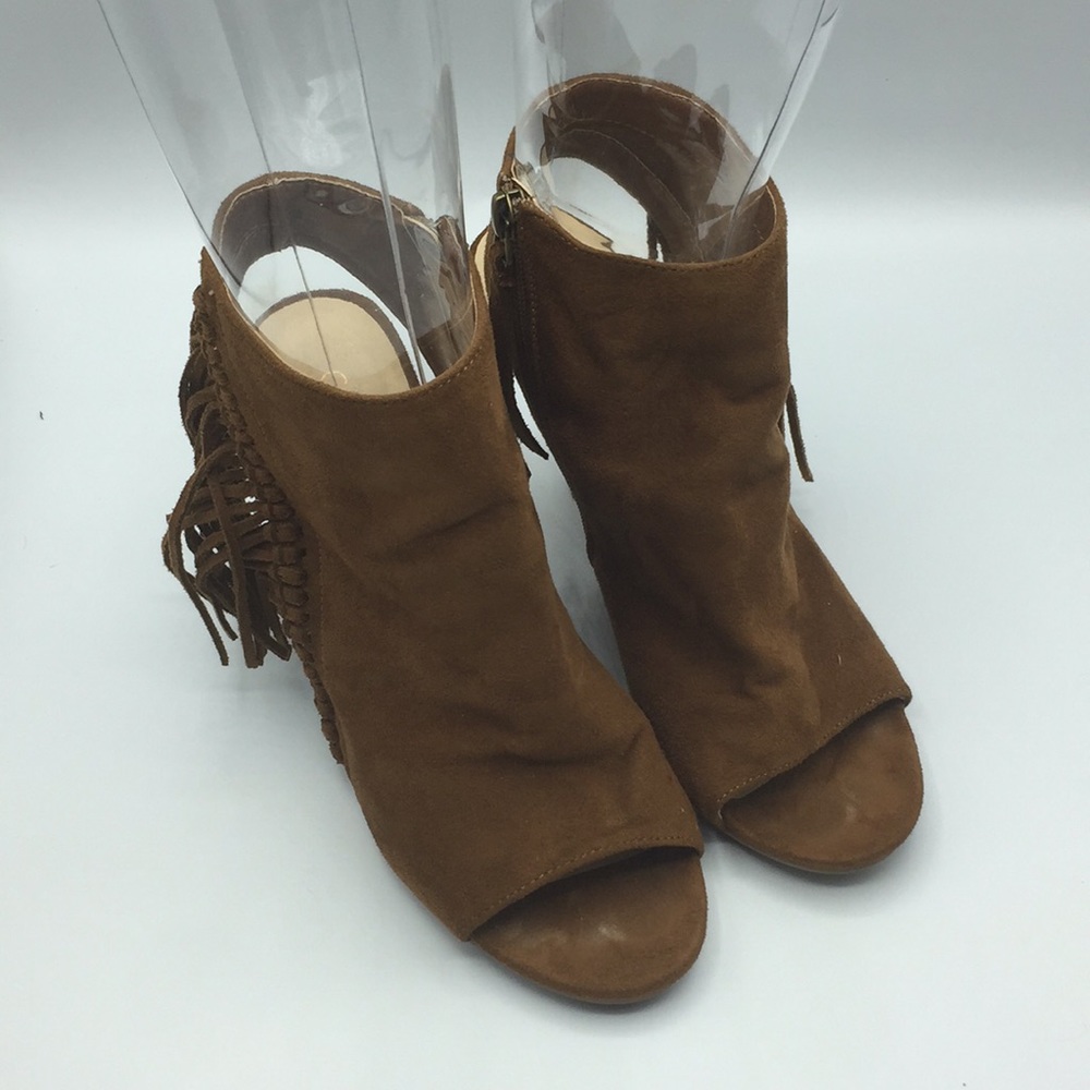 Coconuts by Matisse Tan Open Toe Booties Sz 9.5